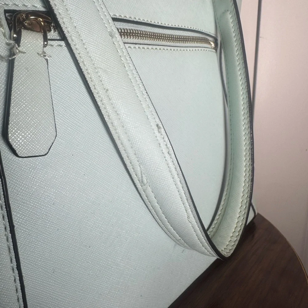 GUESS 1981 Teal Structured Tote Bag Large Zip Top Work Shoulder Purse - Picture 5 of 9